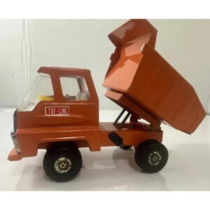 Marx Dump Truck Vintage Pressed Steel 5 inches long Orange Tuf Line Stickers